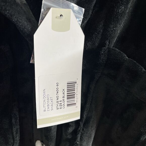 Softies Button Down Embossed Shacket Plush Shirt Jacket size S Black NWT - Picture 6 of 10